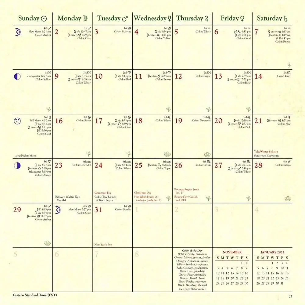 ปฏิทินของแม่มด 2025 (ปฏิทิน 2025 ปฏิทิน ปูมนา และหนังสือวันที่) ปฏิทิน – ปฏิทินติดผนัง