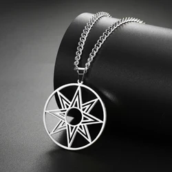 LIKGREAT Large Octagram Necklace Stainless Steel 8 Point Star of Ishtar Innana Star of Venus Charm Pendant Hellenic Necklace
