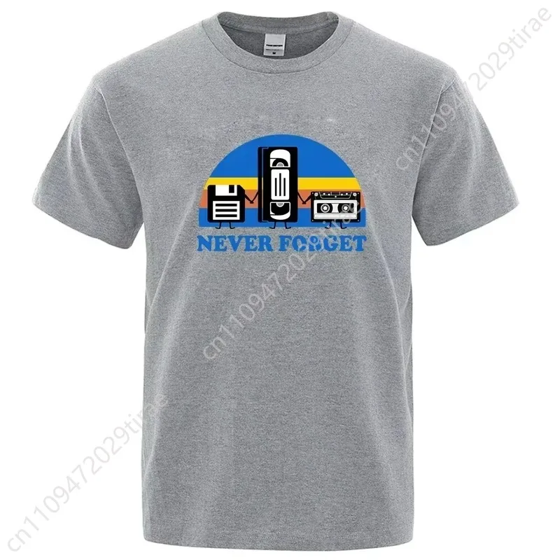 Summer Men's T-shirt Never Forget Sarcastic Graphic Music Funny Printed Cotton Blend T-Shirt Loose