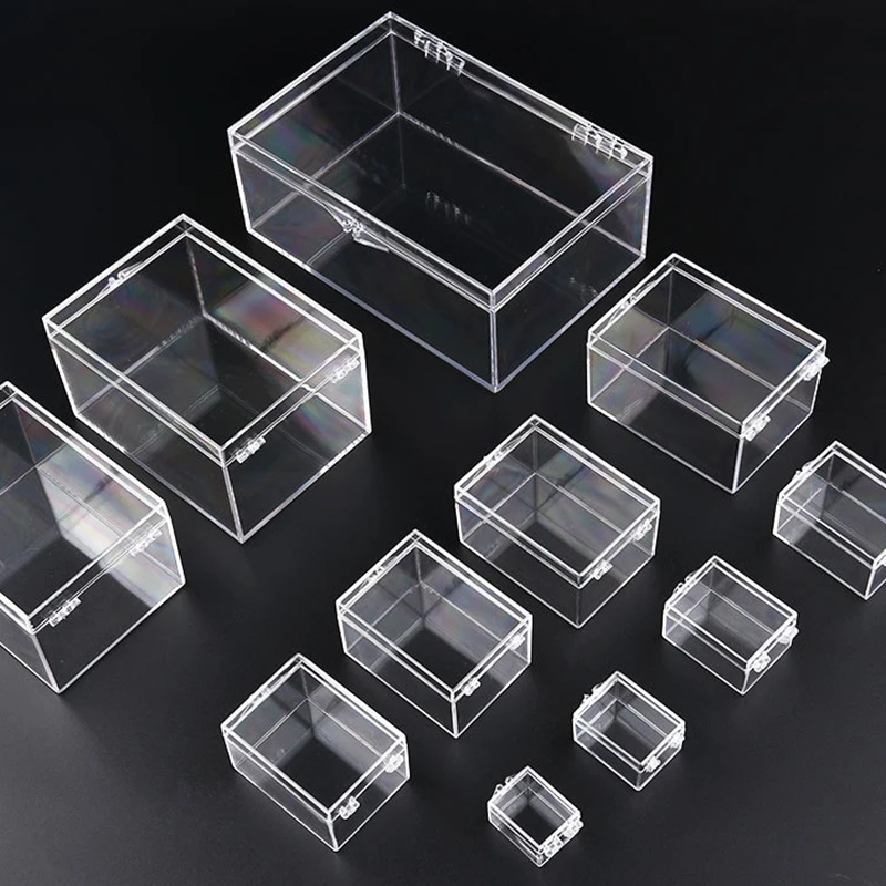 Transparent Plastic Small Box Square Collection Display Mini Jewelry/beads/crafts Storage Box Case Container Desktop Decoration
