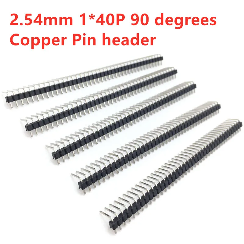 

10pcs 1x 40 Pin 2.54 mm Right Angle Single Row Pin Header Male 90 degrees Needle Connector