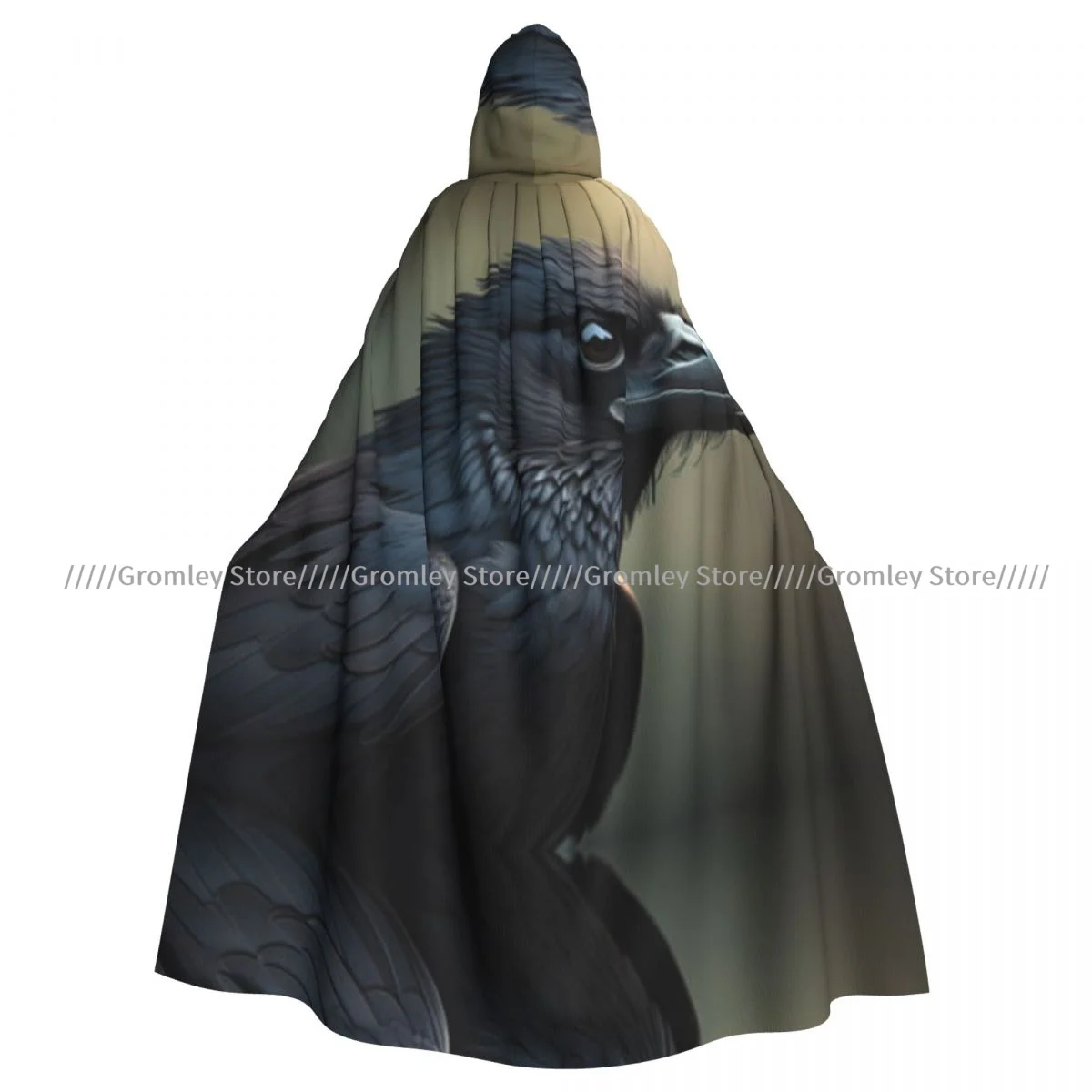 Portrait Of Black Raven Witch Cloak Halloween Cosplay Costume Adult Unisex Cloak Retro Ages Cape