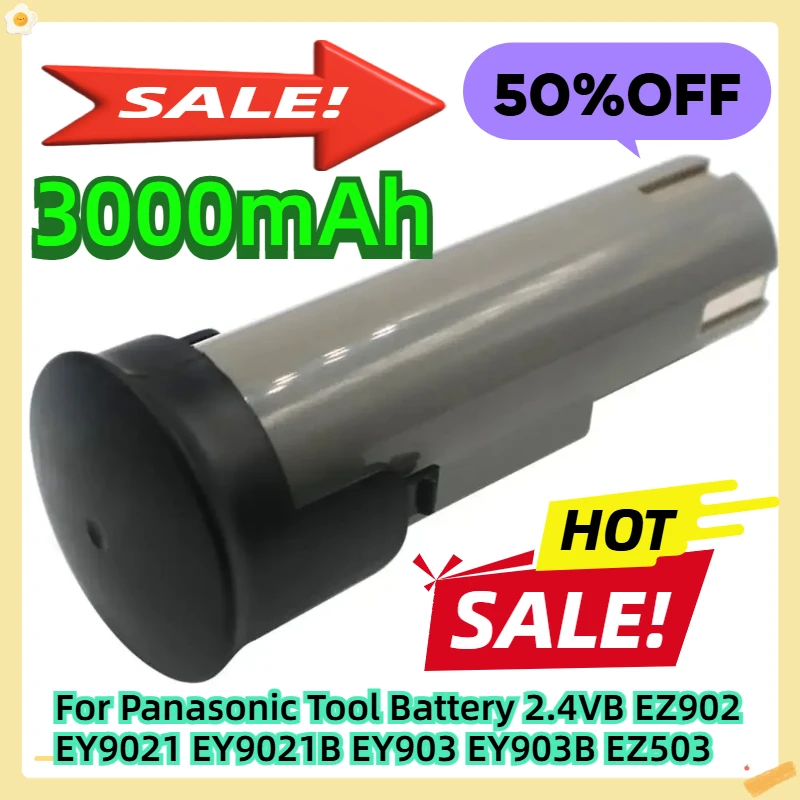 

For Panasonic Tool Battery 2.4VB EZ902 EY9021 EY9021B EY903 EY903B EZ503 3000mAh