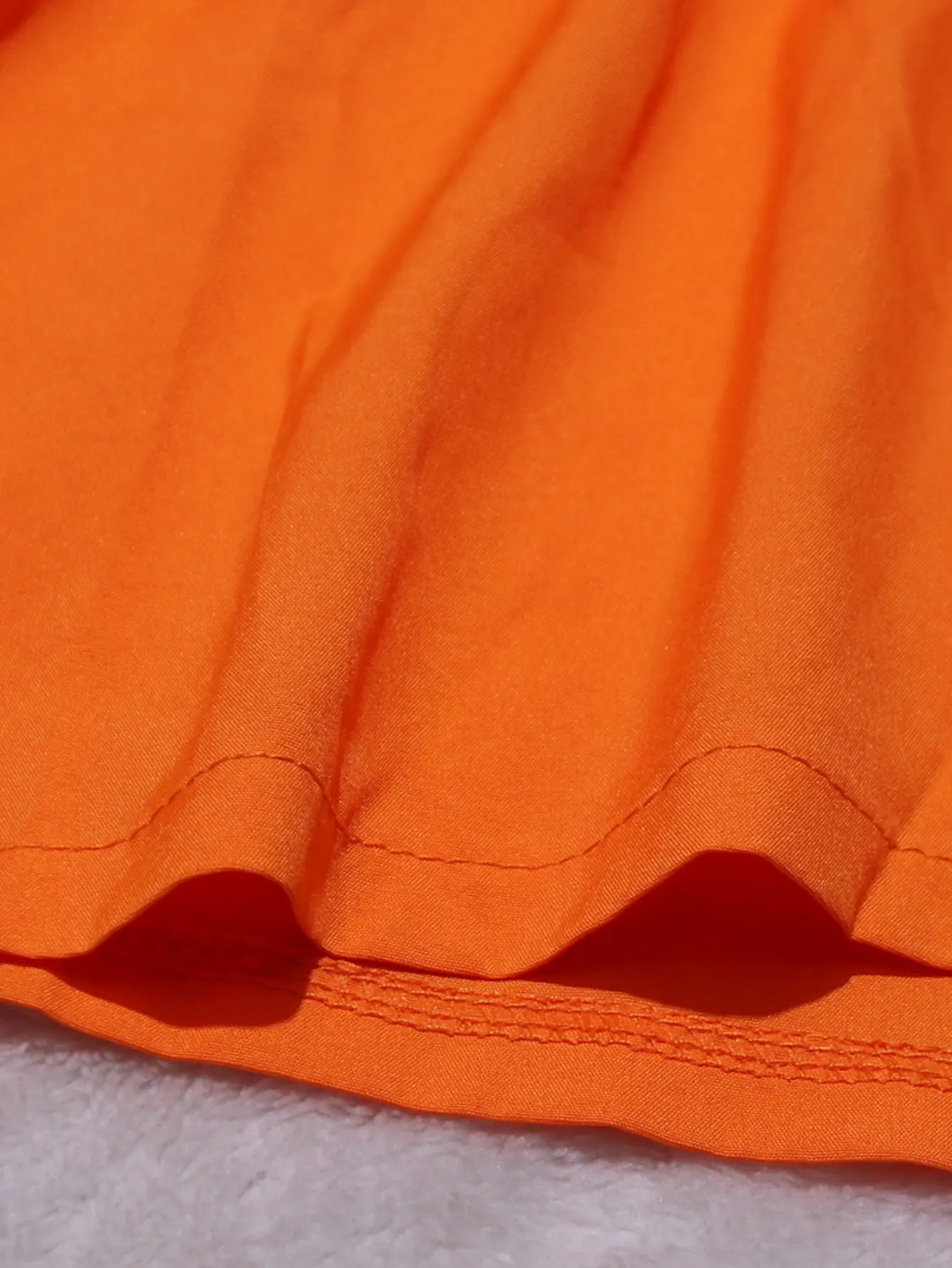 Vestido polo laranja de manga curta, vestido casual versátil de verão