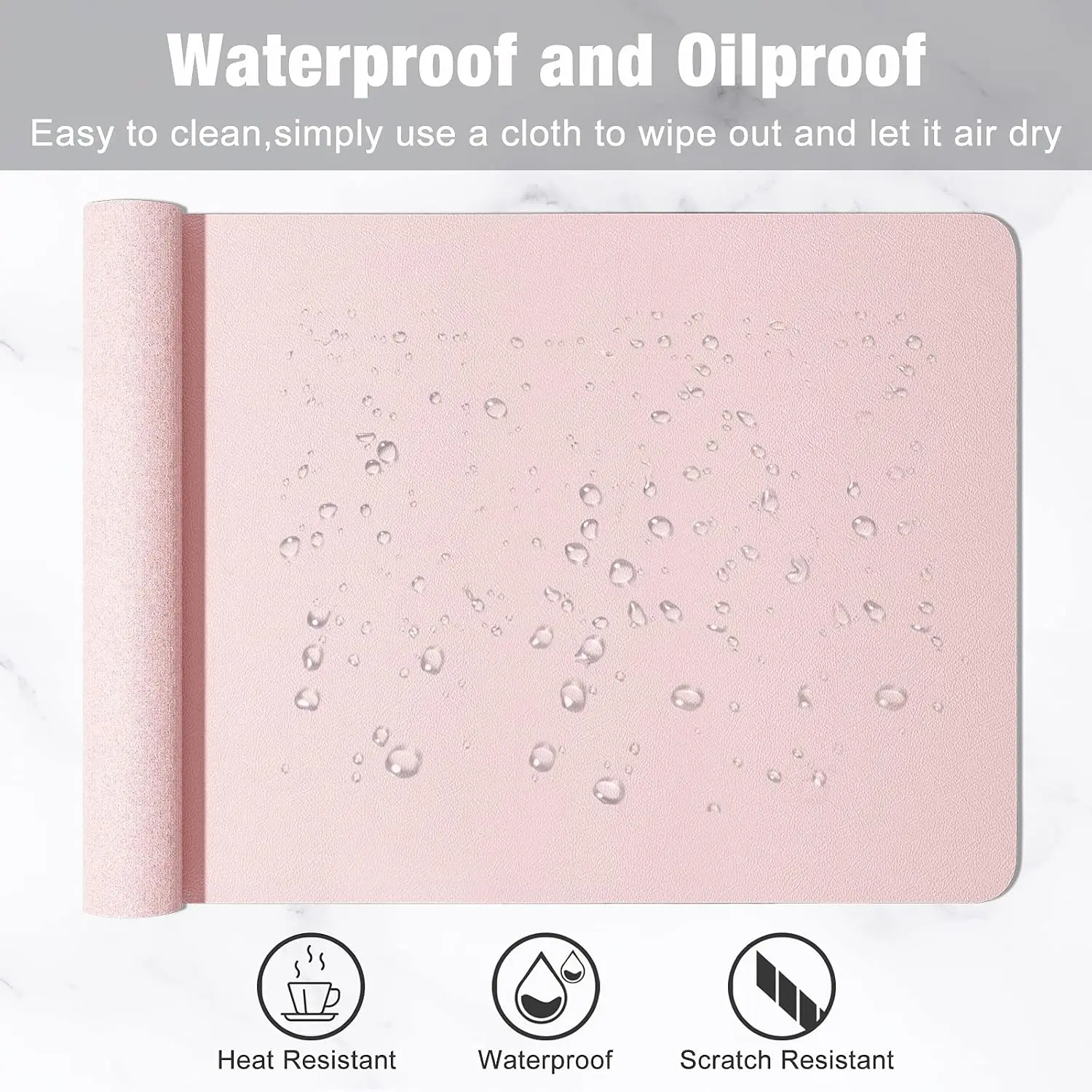 30x14 Inch PU Leather Desk Pad, Large Extended Mouse Pad with Non-Slip Base for Office Home Writing, Pink - view 5