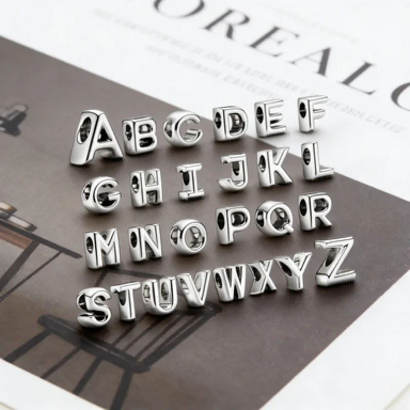 

Hot Silver Plated Alphabet A-Z Charms for Original Bracelet DIY Jewelry Making Personalized Initial Beads Pendant for Women Gift