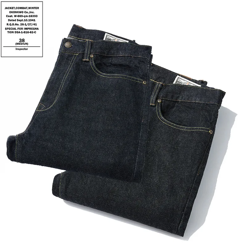 

Oz Heavyweight Original Color Red Ear Slim Fit Jeans Men's Raising tle Denim Skinny Jeans High Waist Long Pants Cotton 00%