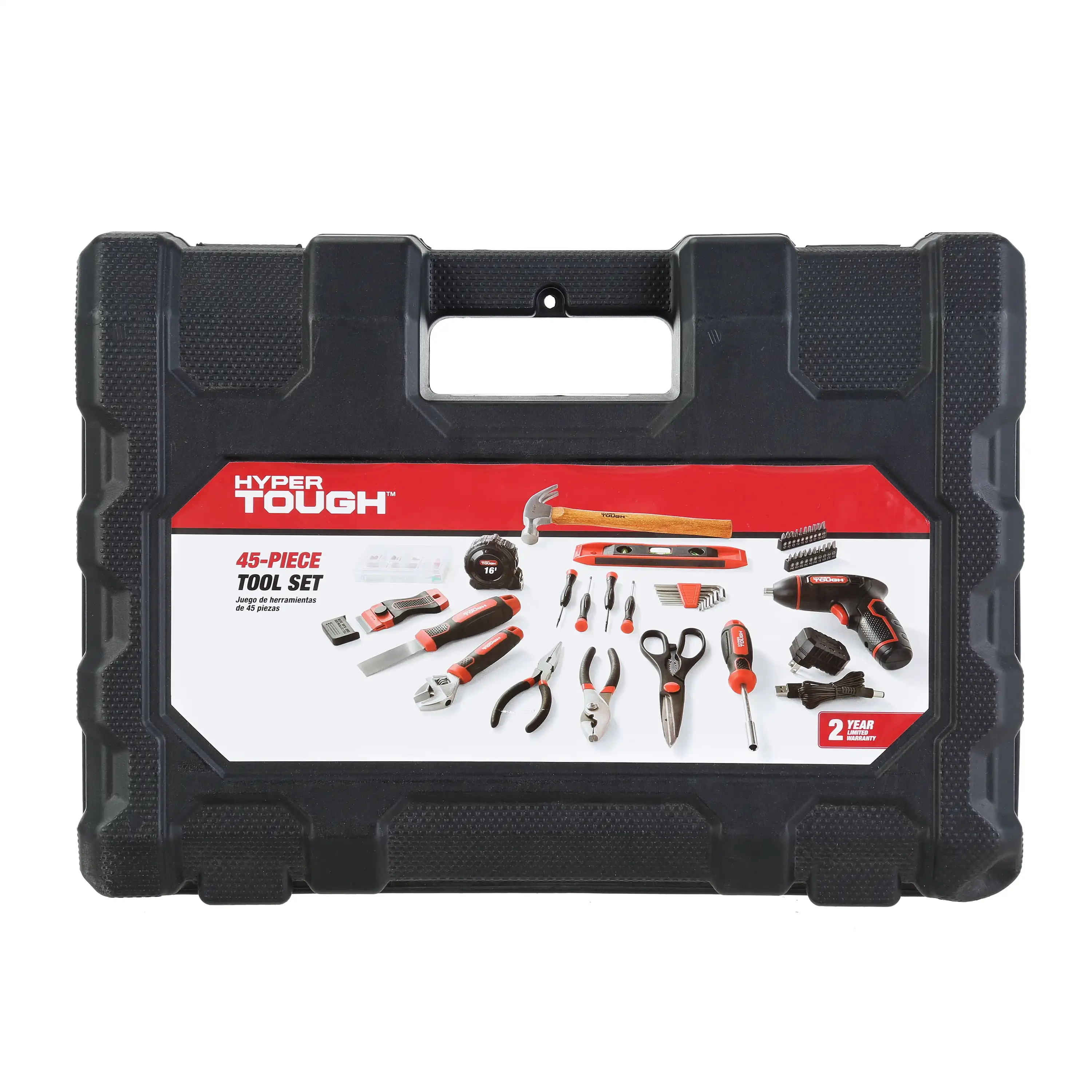 45点入り家庭用修理ツールセット（ハサミ、六角レンチなど）、新品、快適な持ち心地のハンドル付き