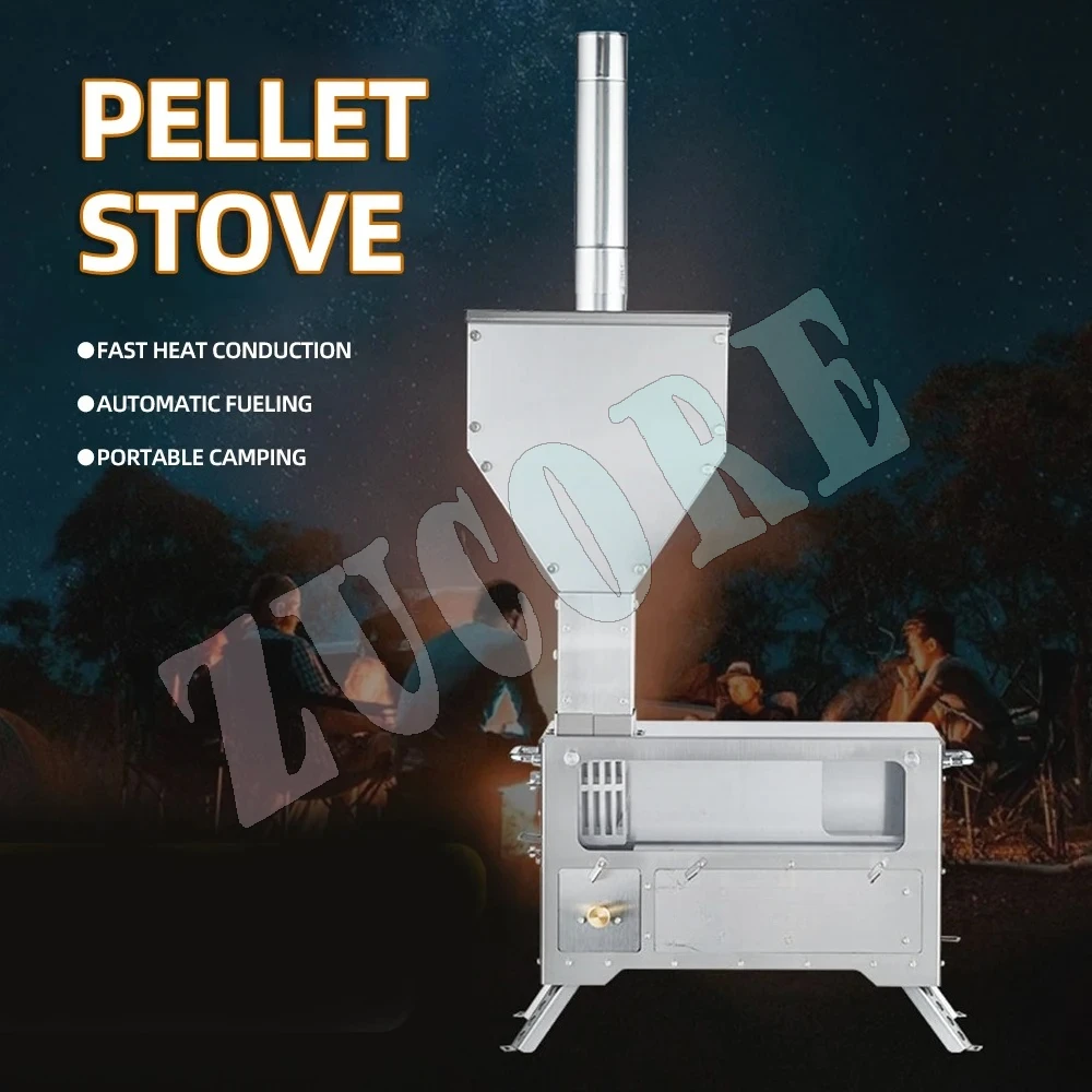 Portable Outdoor Fire Wood Heater Pellet Stove Stainless Steel Firewood Stove Cooking Furnace Camping Gear