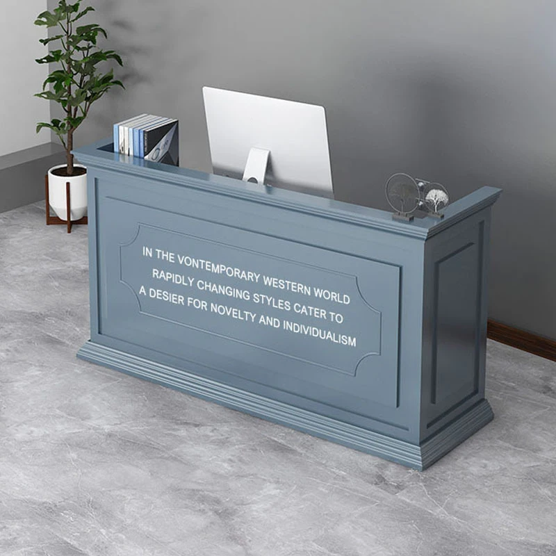 custom.Kainice Customized Design Modern Wooden White Front Desk Cashier Office Reception Desk Checkout Counters