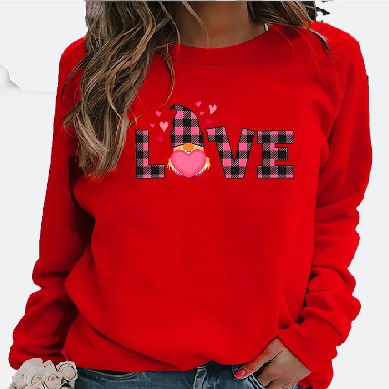 Valentine's Day Hoodie LOVE Letter Print Plus Cashmere Hoodies Sweatshirt  Streetwear Women  Sweatshirts  Clothes