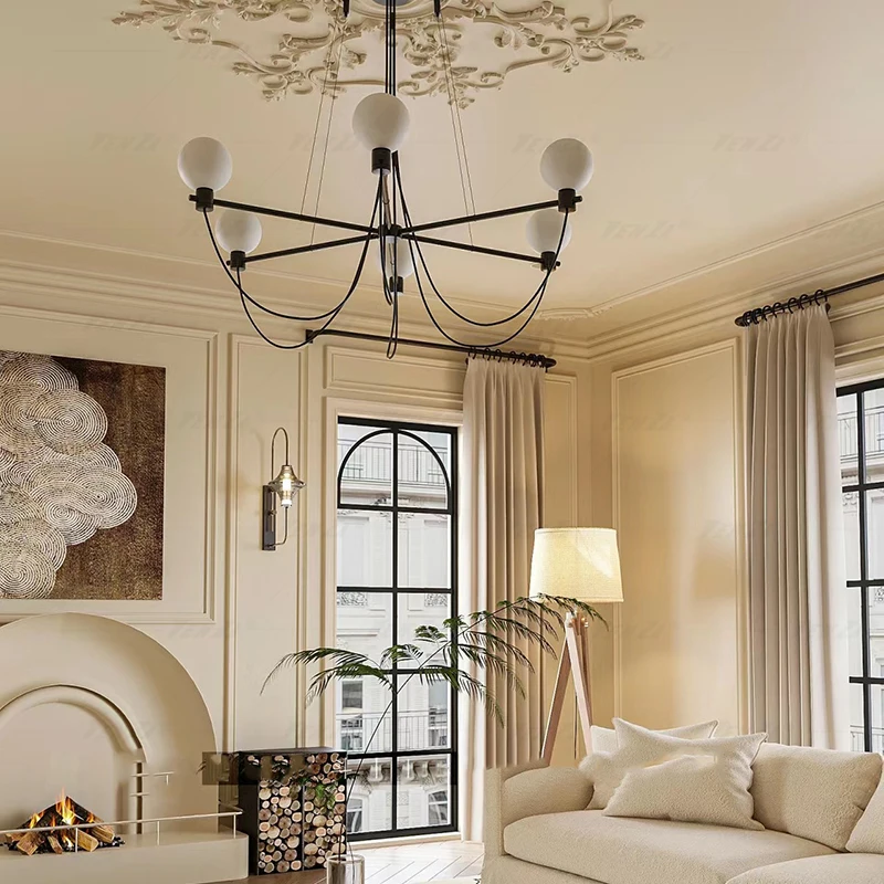 French medieval Hepburn style creative glass living room chandelier villa clothing store light