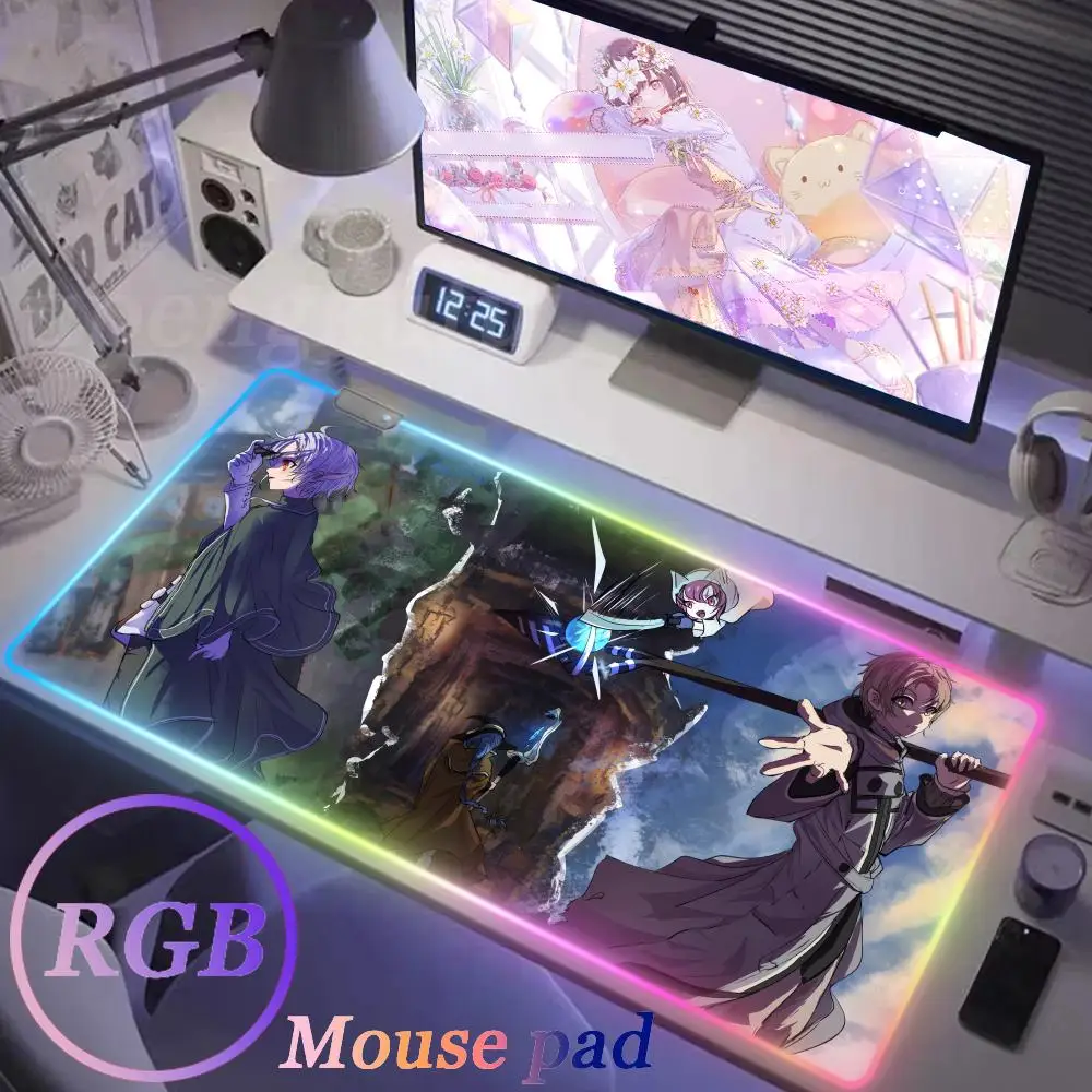 

Mushoku Tensei Mouse Pad Gamer Rgb Desk Mat Back Light Led Mousepad Setup Gaming Accessories Deskmat Big Mousepepad Backlight