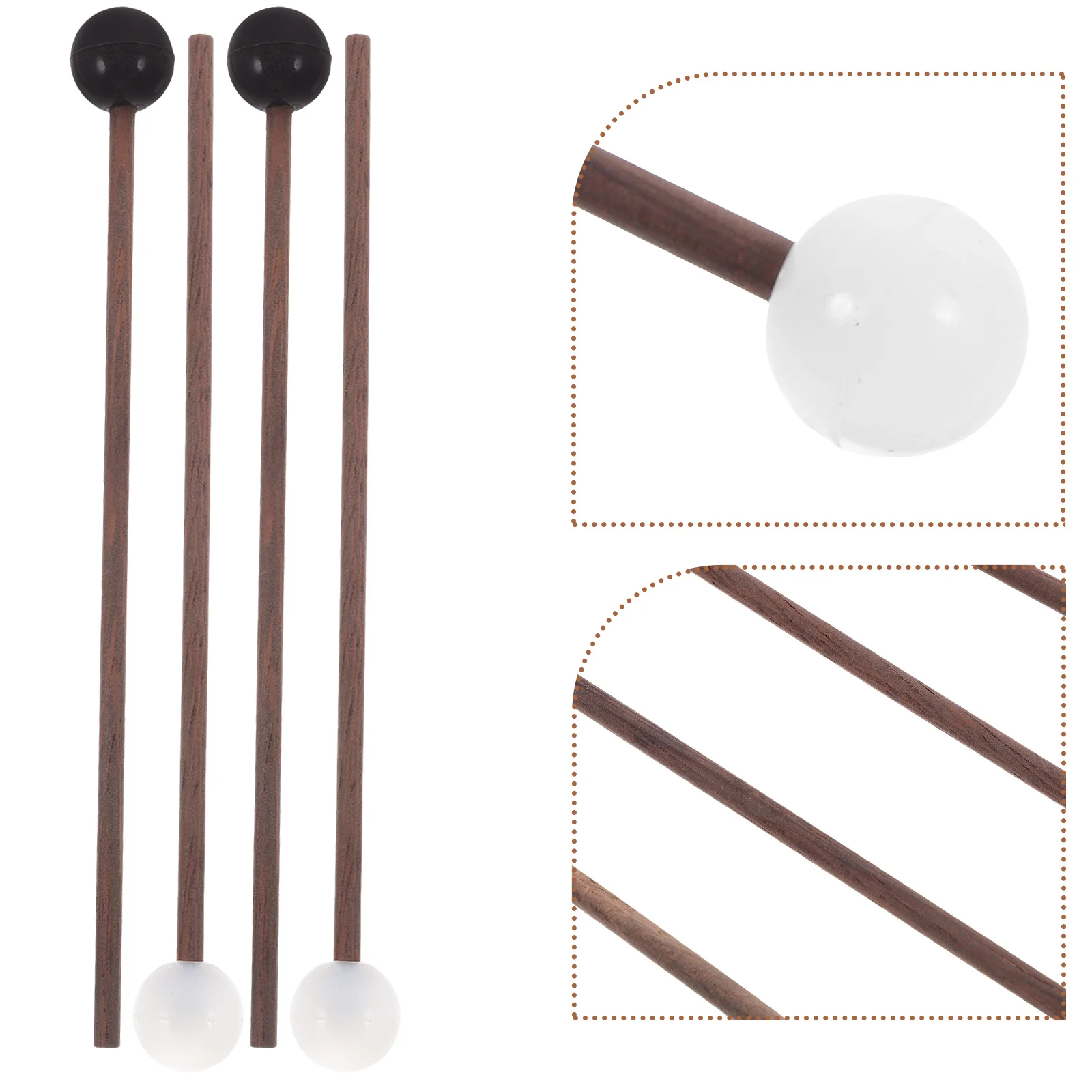 

4Pcs Steel Tongue Drumsticks Rubber Wooden Mallets Small Size Compact Percussion Instrument Accessories