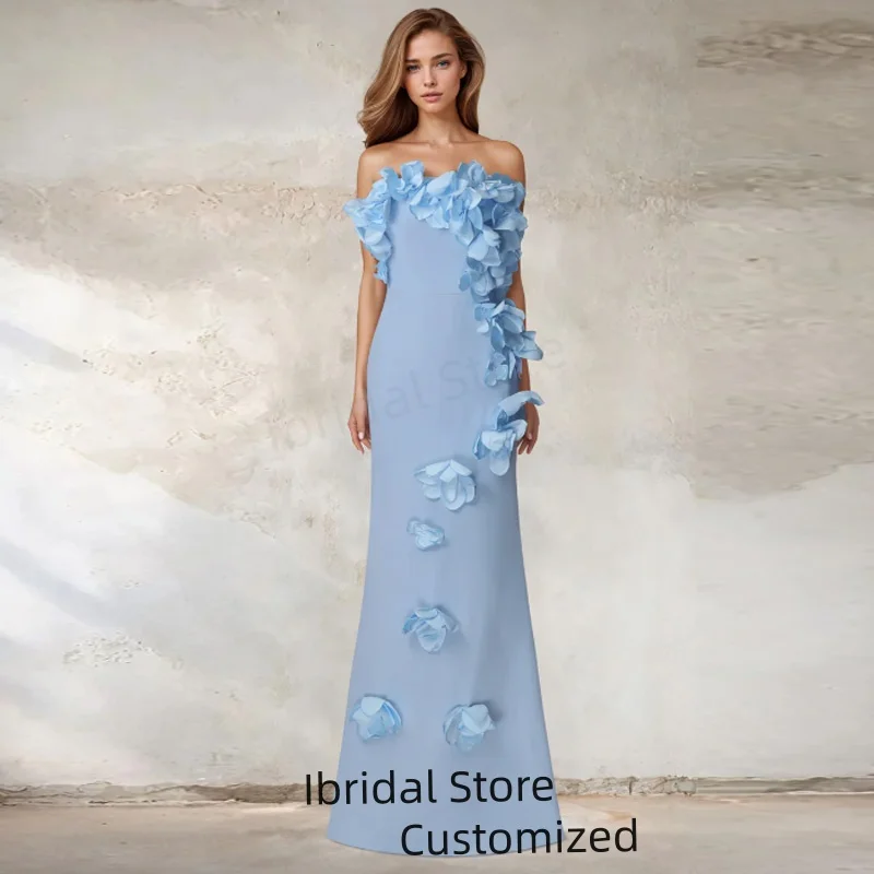 Maßgeschneidertes elegantes Abendkleid, luxuriöse Abschlussball-Partykleider für Damen, rückenlang, Blumen, ärmellos, für besondere Anlässe