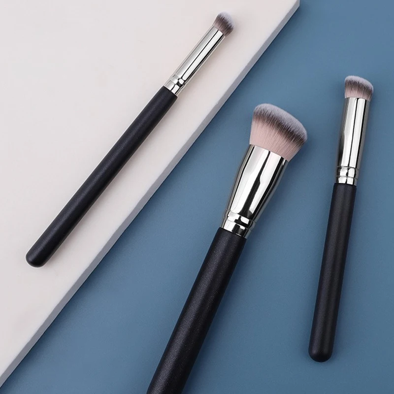 3pcs Face Cosmetic Makeup Brushes 170/270/370 Angled Flat Head Concealer Powder Liquid Foundation Flaw-less Long-lasting Look