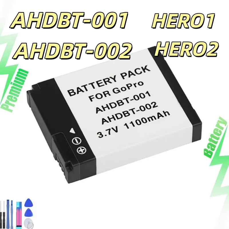 Replacement battery AHDBT-001 AHDBT-002 1100mag for HERO1 HERO2 camera battery