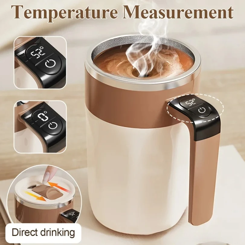 

400ML Self Stirring Coffee Mug with Temperature Display Stainless Steel Mixer Rechargeable Automatic Stirring Cup with Lid