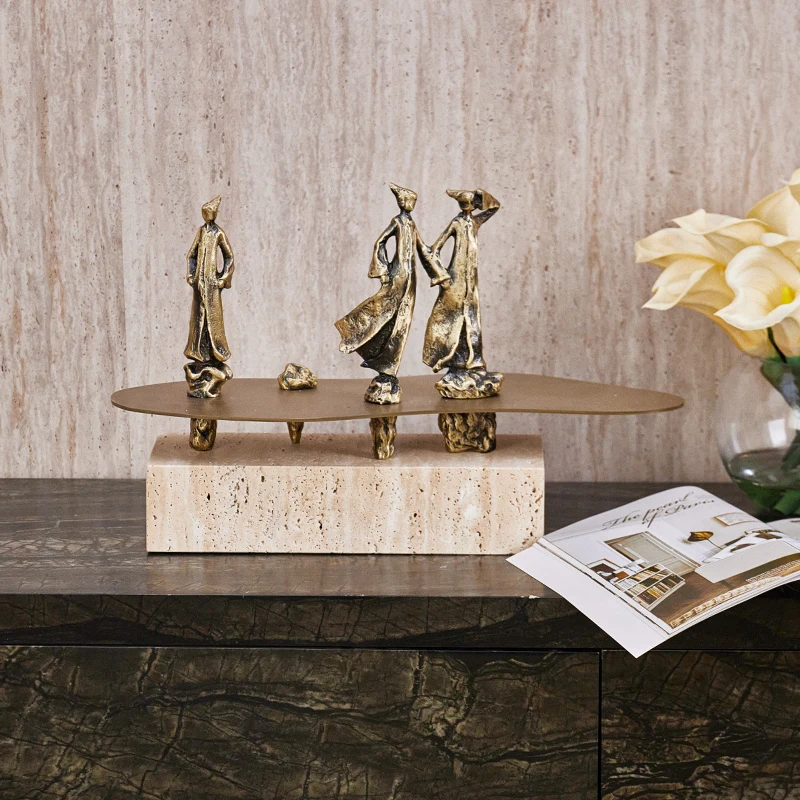 Modern Golden Men Alloy With Marble Home Decor Item For Living Room Home Decor Accessory