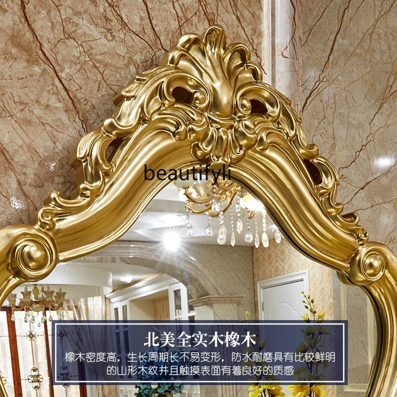 

European solid wood dressing table, bedroom champagne dressing table, French luxury court dressing table, combination