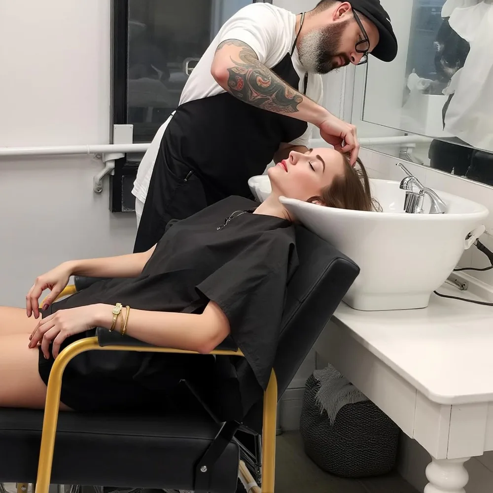 كرسي شامبو للاستلقاء التلقائي، كرسي حلاقة محمول لصالونات التجميل مع مسند ظهر مائل، معدات تجميل سبا شديدة التحمل #1