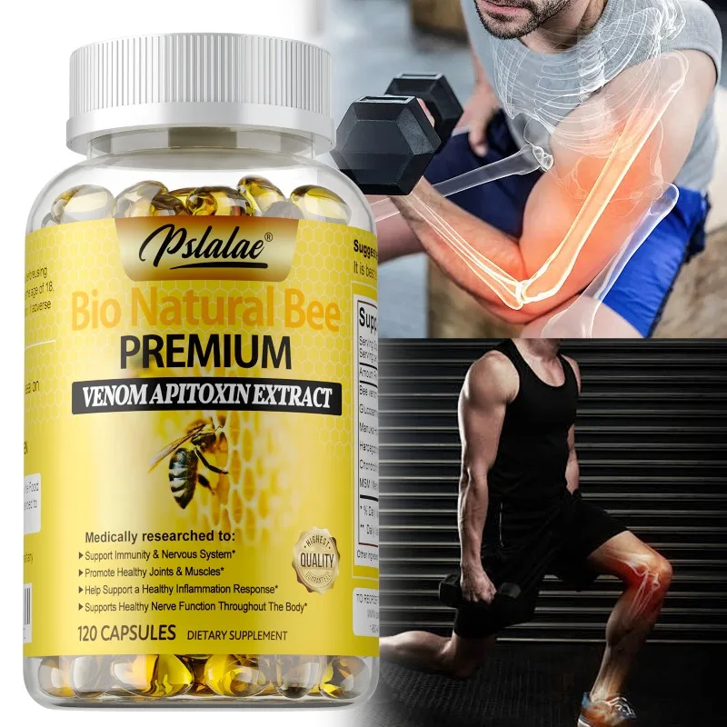 Natural Bee Venom Extract Capsules - Glucosamine Chondroitin Supplement Relieves Joint Pain and Stiffness, Promotes Bone Health