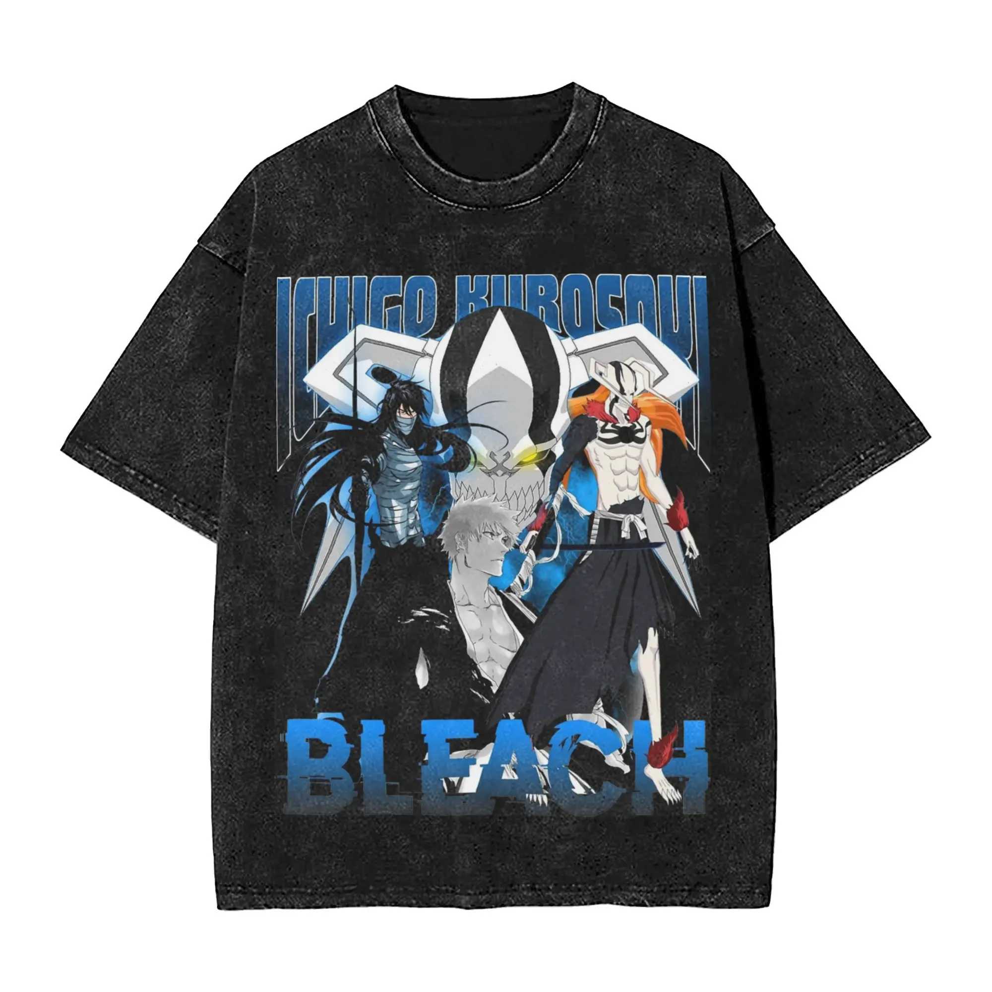 

Washed T Shirt Bleach Anime Manga Hip Hop Vintage T-Shirts Oversize Streetwear Short Sleeve Printed Tops Tees for Men Women