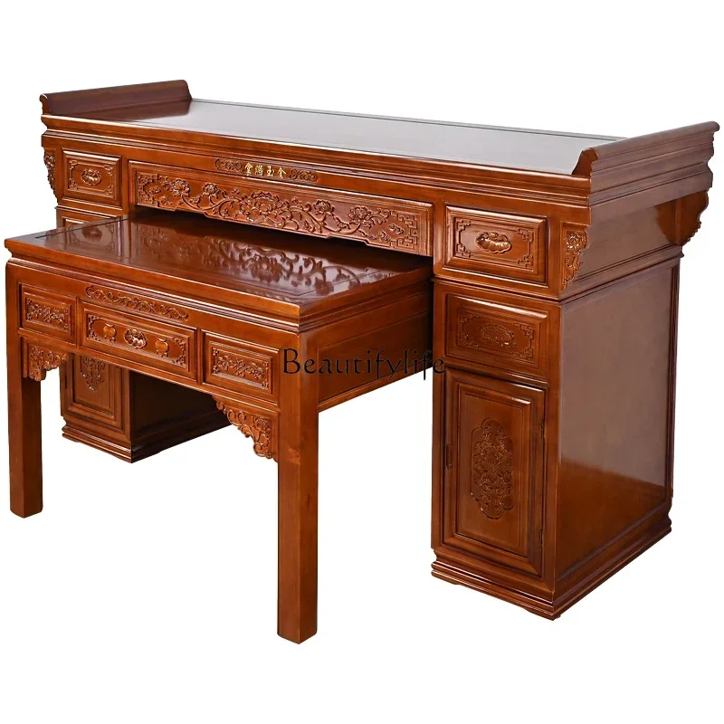 

lManchurian Ash Solid Wood Buddha Shrine Altar Incense Burner Table New Chinese Style Central Hall Buddha Table