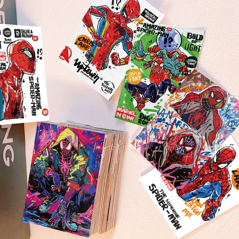 64pcs Marvel Spider-Man Gwen Miles Morales Anime Cartoon Hand-painted Graffiti Stickers Cool Waterproof Decorative Stickers Toy