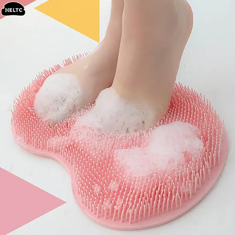 1*Bathroom Massage Shower Mat Non-slip Wash Foot Pad Foot Exfoliating Bathroom Rub Back Brush with Sucker Bath Massage Brush Pad