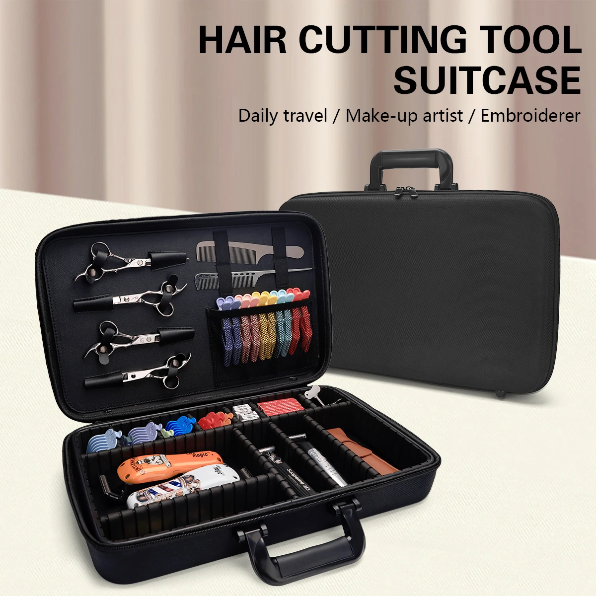 

Hair Styling Travel Tool Makeup Bag Barber Large Hairdresser Handbag Professional Salon Hair Cutting Grooming Kit Storage Bag