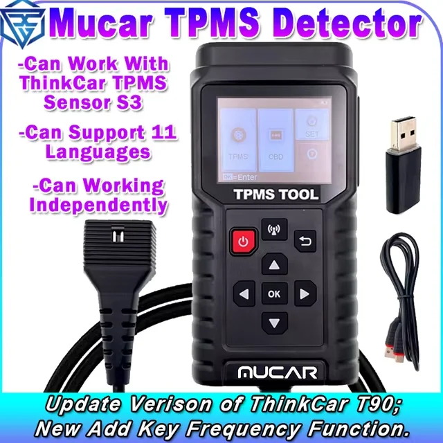 

MUCAR T90 TPMS Add Key Frequecy New Function Car Tire Pressure Program Tool Detector 2in1 315MHz 433MHz Better ThinkCar T90 G2