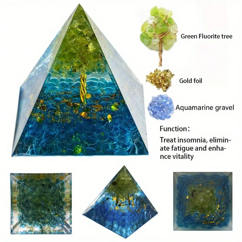 Tree Of Life Pyramid Energy Generator Orgone Amethyst Peridot Healing Natural Crystal Reiki Chakra Generator Orgonite