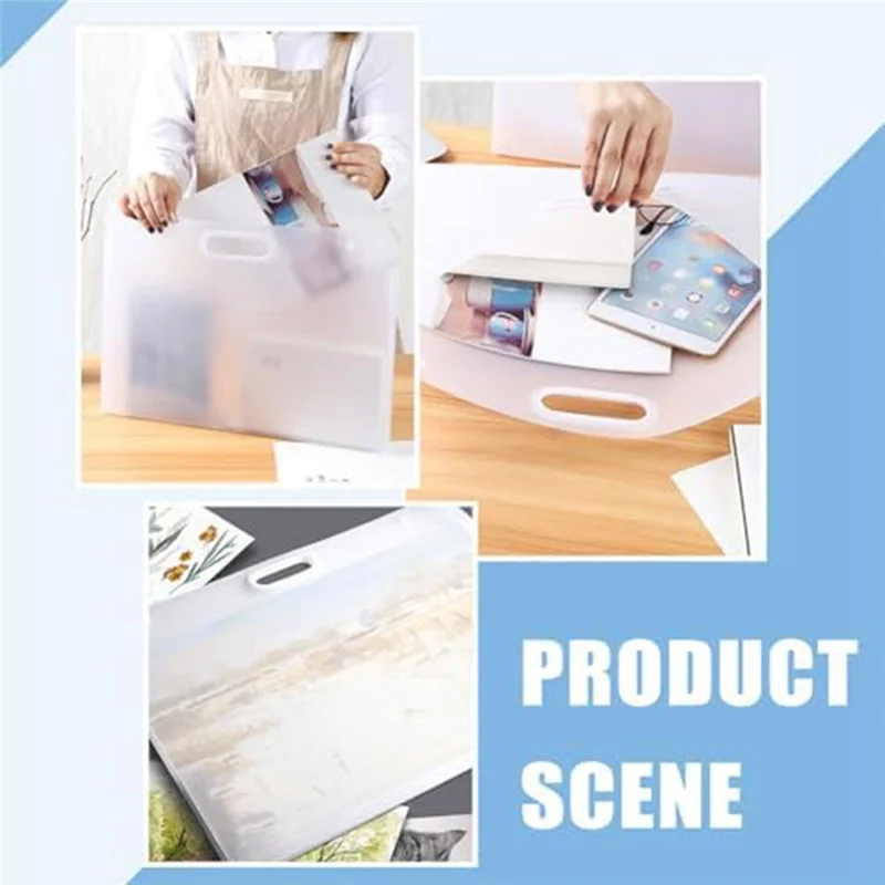 A29F-2Pcs Plastic Art Folders,Waterproof Folders With Handles Rectangular Art Storage Box For Painting Sketch Photography Art