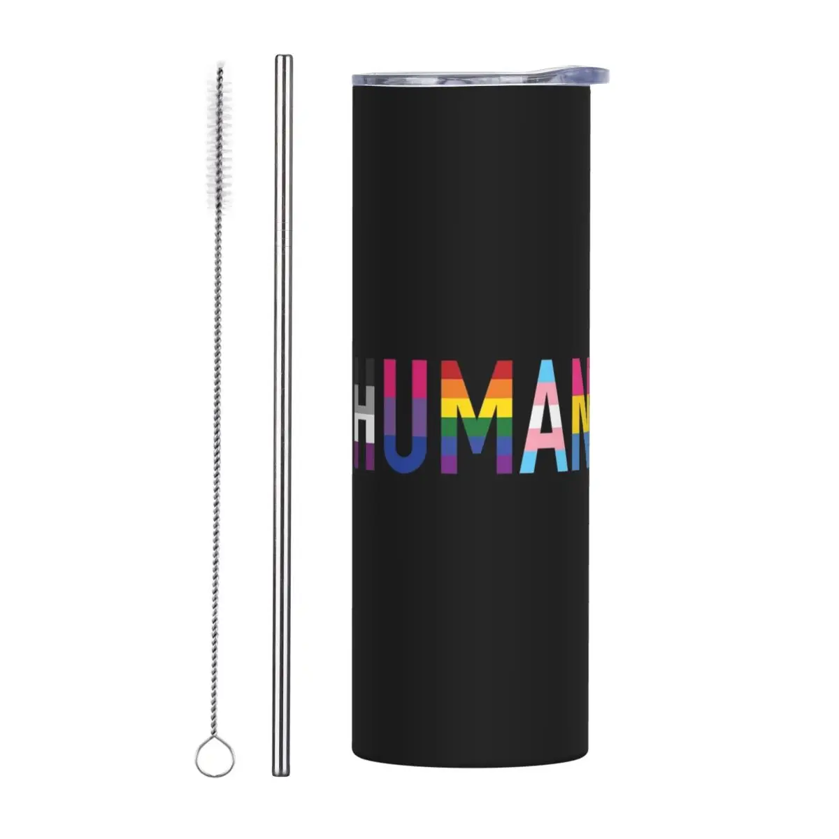 Human, Various Queer Flags 1 Stainless Steel Tumbler Vacuum Insulated Mugs Thermal Cold Cups Straws With Lid 20oz