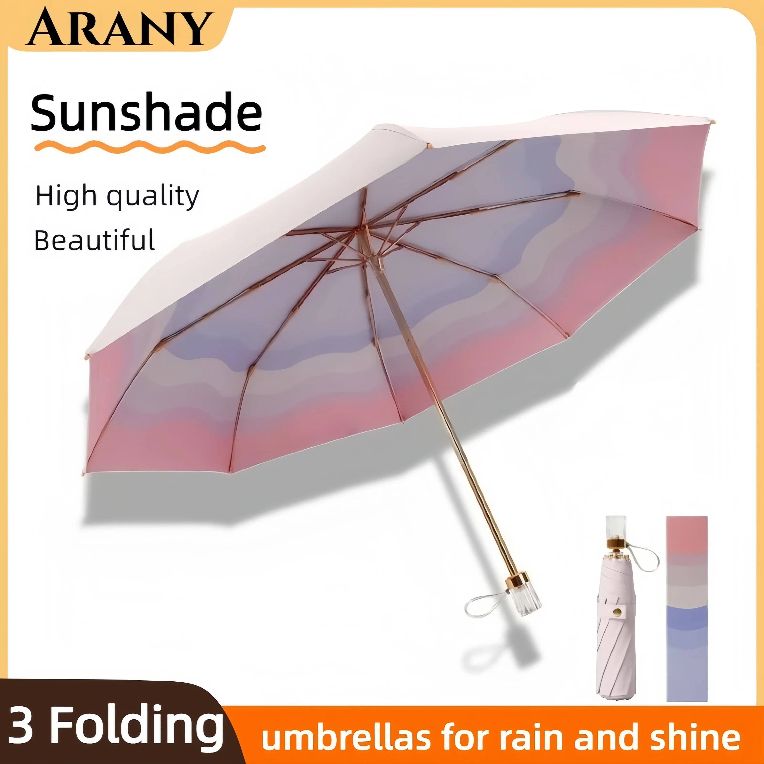 

High Appearance Sunshade Umbrella Women Gradient Umbrella Sun Protection UV Protection Suitable for Both Sunny and Rainy Days
