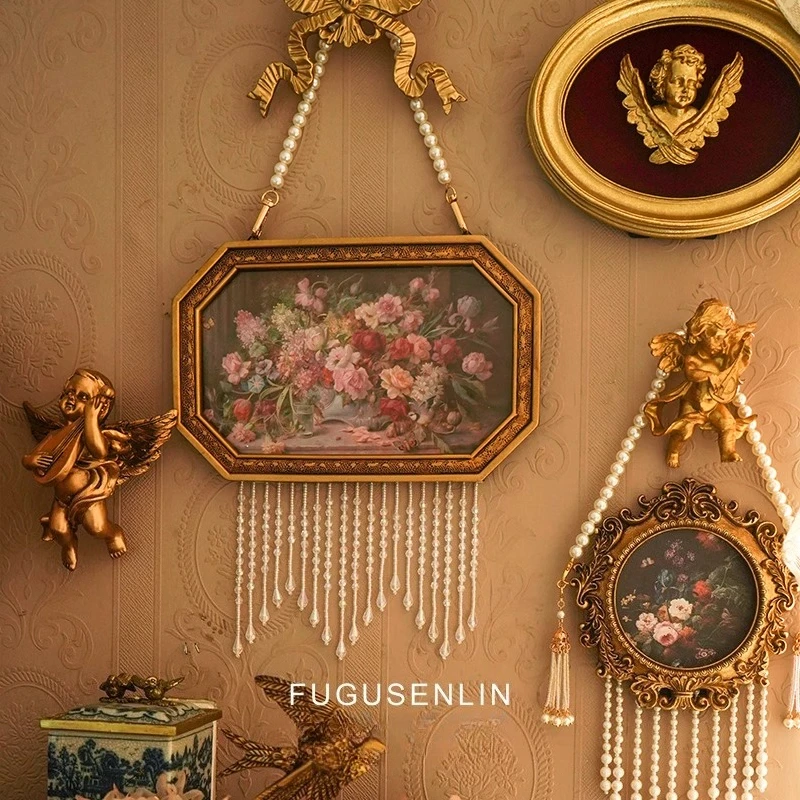 European Angel Relief Photo Frame Retro Forest Gold Resin Painting Frame Home Soft Decoration Wall-mounted Art Photo Wall