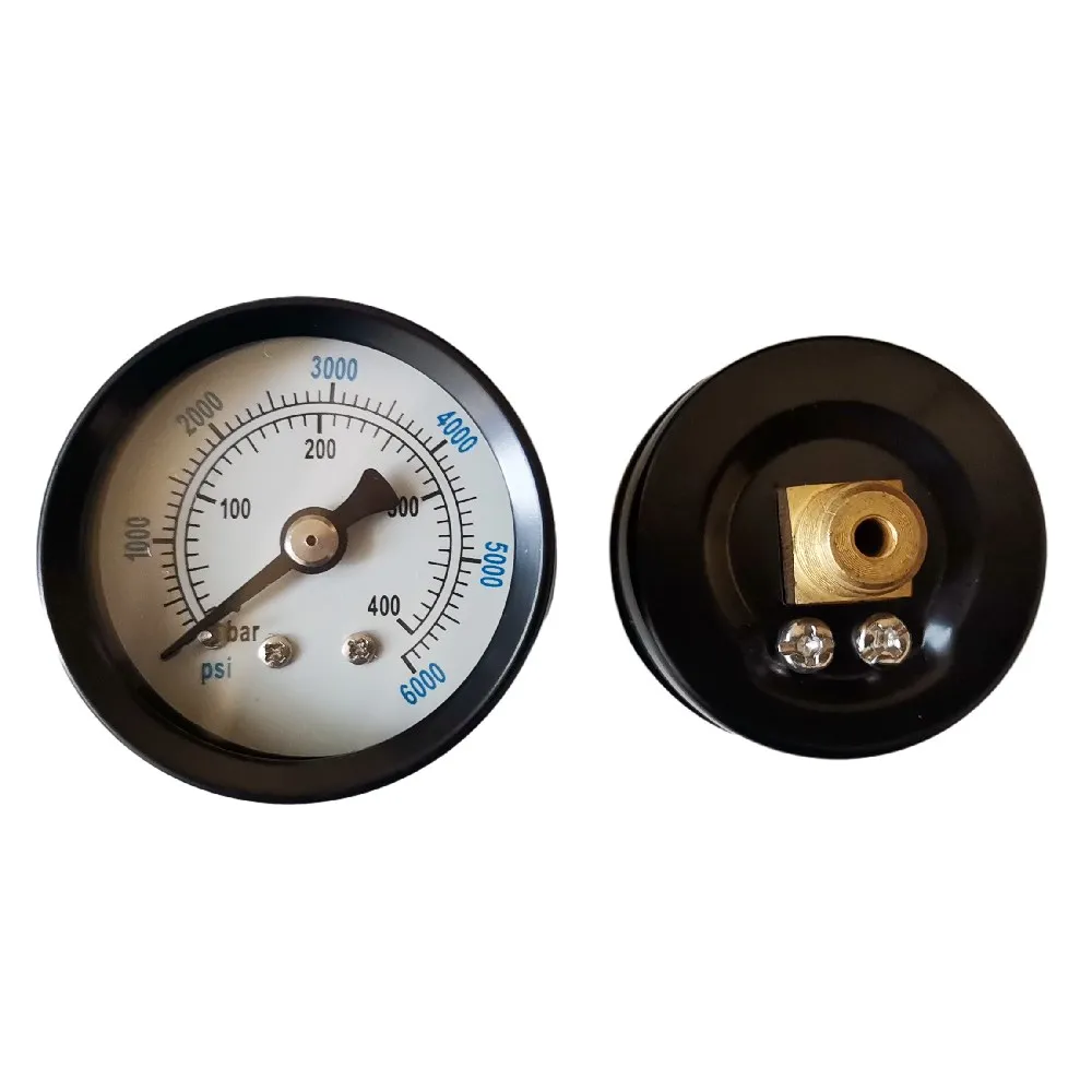 40mm High Pressure Gauge Rear Back 1/8\'\' NPT Thread 400 Bar 6000PSI Manometer For Air Gas