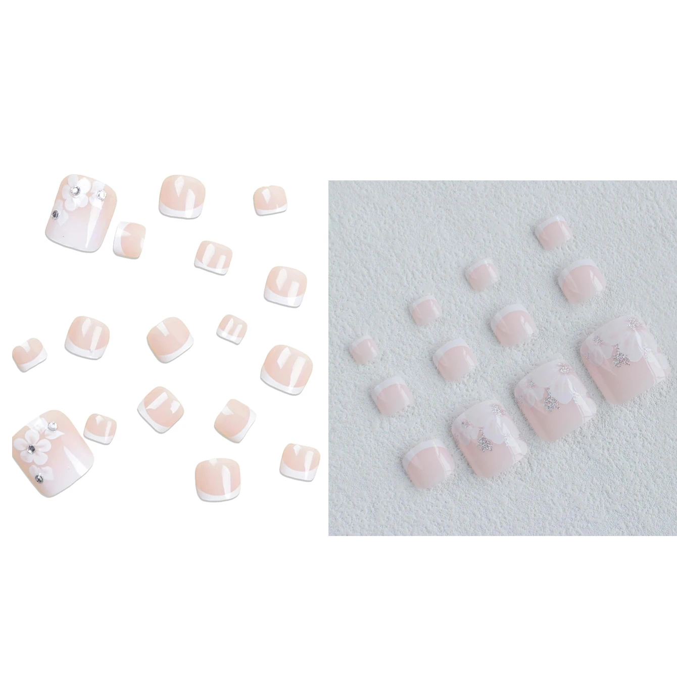 144 قطعة-زهور قصيرة مربعة الشكل للأظافر المزيفة بغطاء كامل مجموعة أظافر وهمية - هذه النمط الأظافر المزيفة تجعل قدميك أنيقة #2