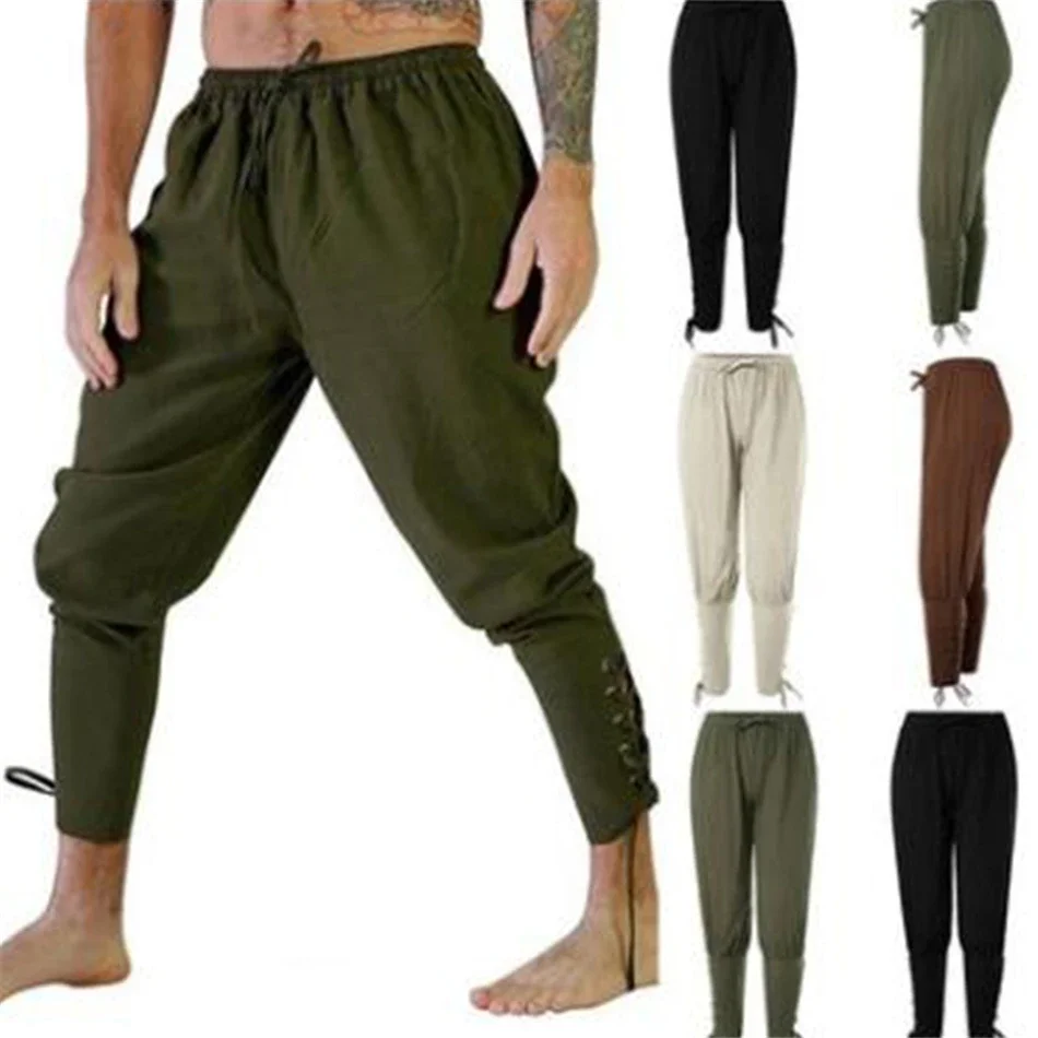

Pirate Pants For Men Medieval Viking Cosplay Renaissance Gothic Lounge Horseman Navigator Leg Bandage Halloween Pirate Costume