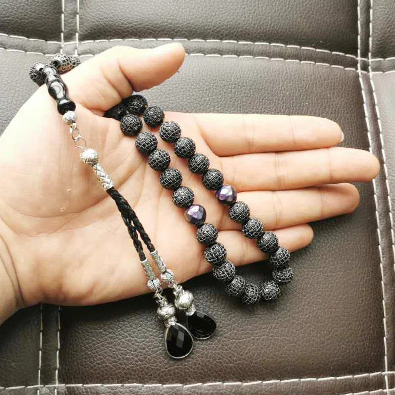 Tasbih Black zircon beads Temperature discoloration bracelet gift Misbaha stone accessories handmade jewelry - view 6