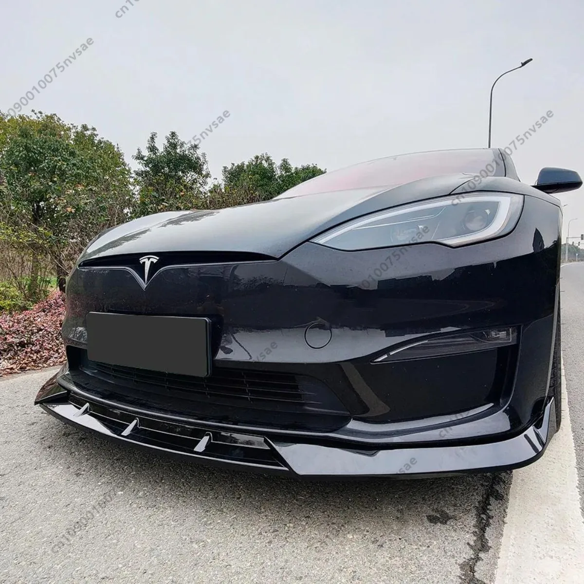 

Competitive Style Front Bumper Lip Splitter For Tesla Model S 2021-2025 S S Plaid Spoiler Diffuser Under Chin Apron Body Kits