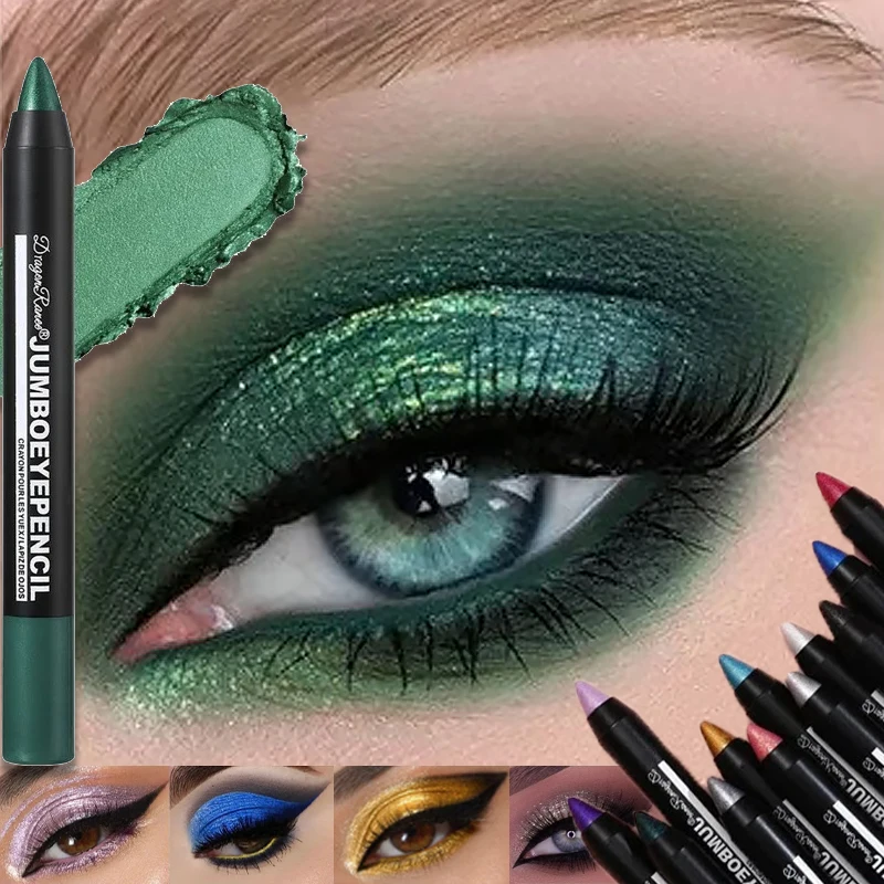 Crayon fard à paupières vert fumé, imperméable, nacré, métallique, pailleté, stylo surligneur, outils de maquillage pour les yeux, 12 couleurs