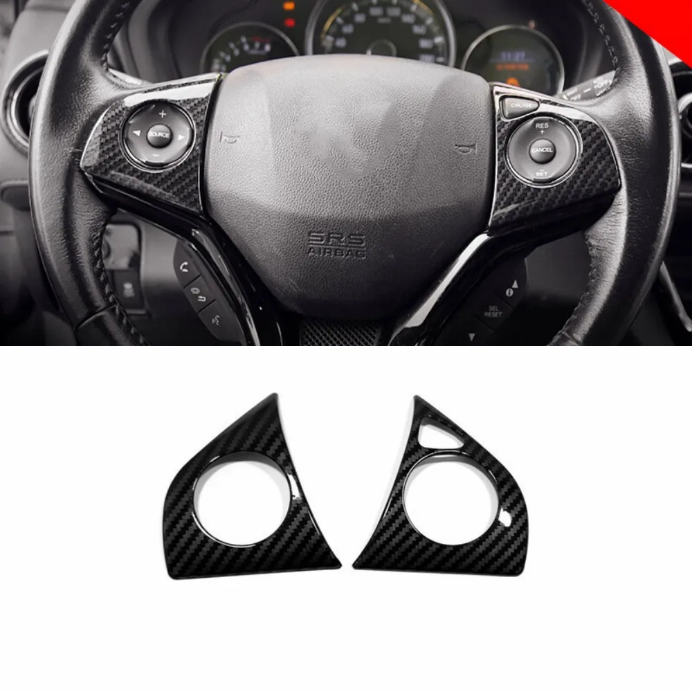 

ABS carbon fiber Car Steering Wheel Cover trim inner Sticker Car Styling Accessories For Honda HR-V HRV Vezel 2014 2015-2021 LHD