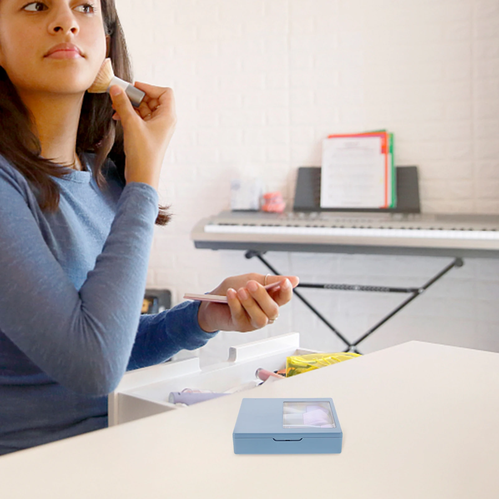 1 set mini set di pennelli per trucco da viaggio custodia compatta con specchio per applicazione di fard in polvere per occhi viso strumenti di bellezza portatili per le donne