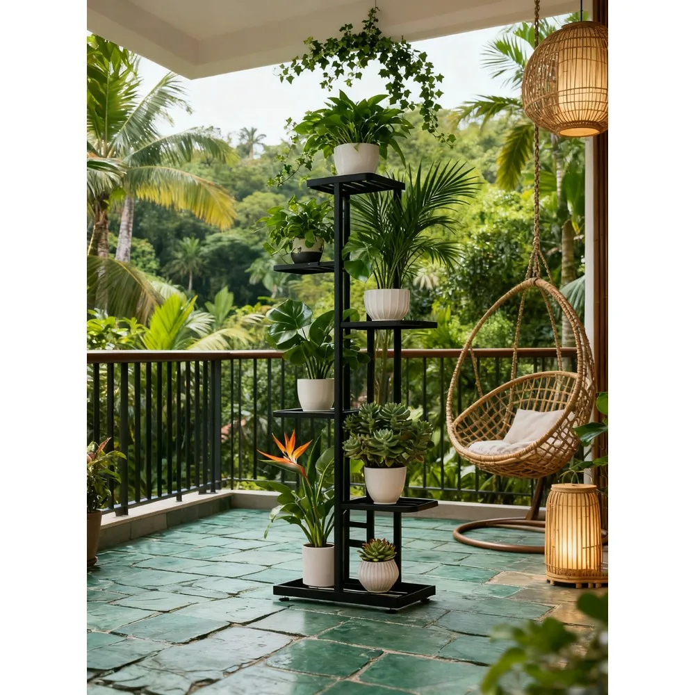

1 Piece, 4/5/6/7-Tier Wrought Iron Flower Stand, Perfect For Balconies, Succulent Plants, And Home Decor, Easy