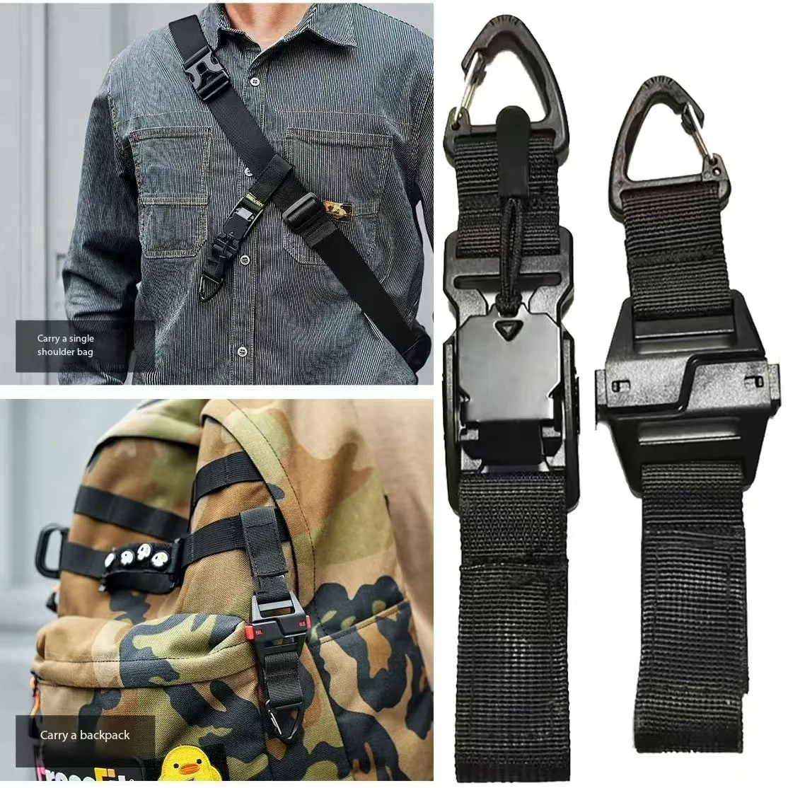 Tactical Multipurpose Triangle Quick Release Detachment Buckle Belt Quick Hanging Single Hook Survival Keychain
