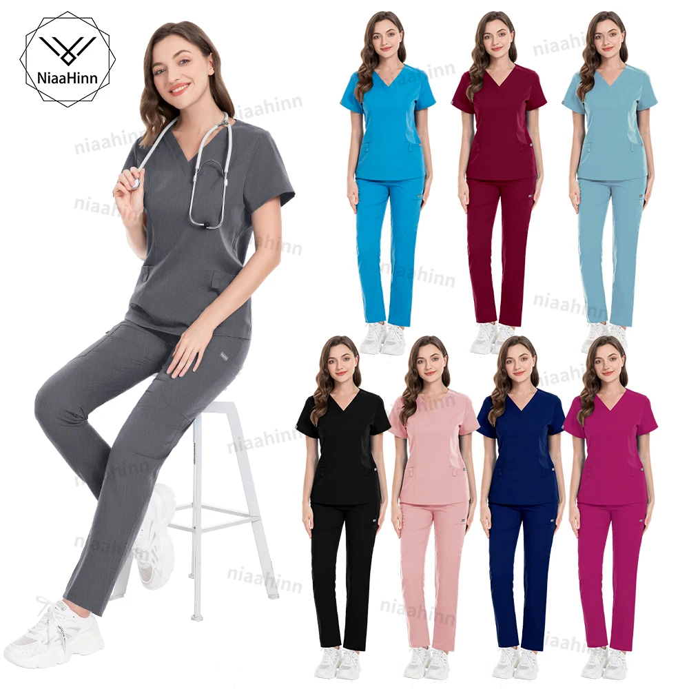 High-quality Nursing Doctor Dental Clinic Beauty Salon SPA Operation Scrubs Suit  Women Scrub Uniform Sets Beauty Salon Uniforms