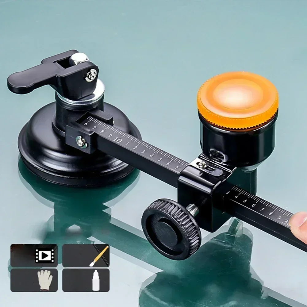 Cortador de círculo de vidro ajustável, cortador de ventosa com alça redonda, ferramenta de corte redondo