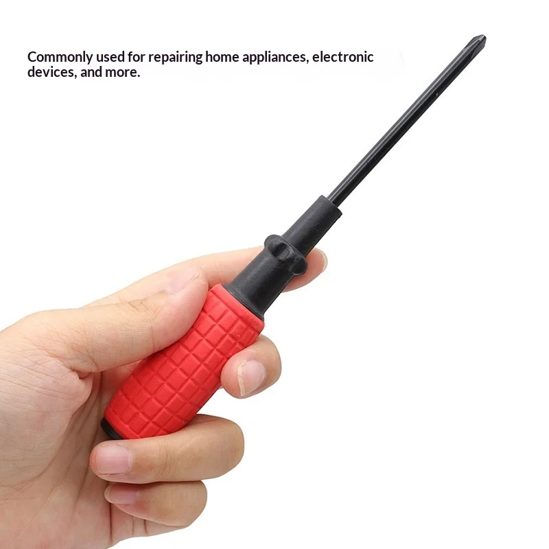 1Pcs Magnetic Screwdriver Set, Phillips & Slotted Screwdriver, Red Non-slip Grip Handle Hand Tool for Household Repair
